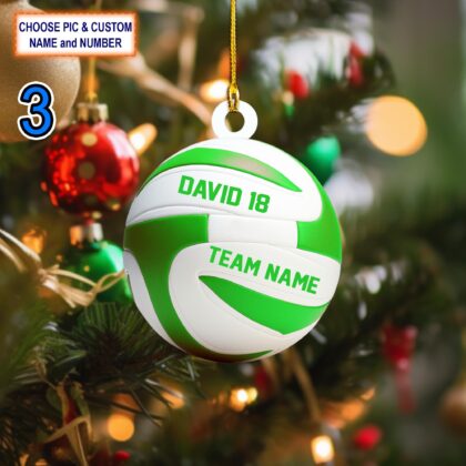 Custom Name Volleyball Christmas Ornament – Christmas Tree Hanging Decor - Image 3