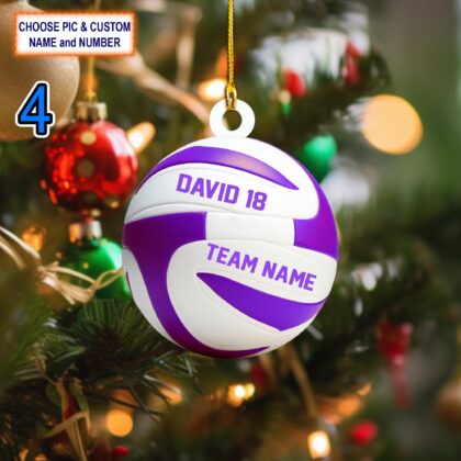 Custom Name Volleyball Christmas Ornament – Christmas Tree Hanging Decor - Image 4