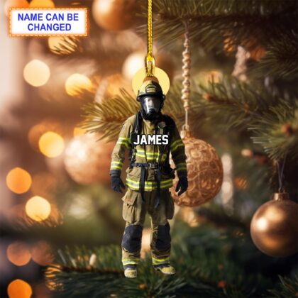 Custom Name Firefighter Personalized Christmas Ornament
