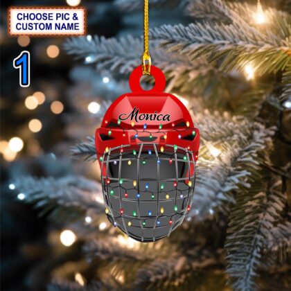 Custom Name Ice Hockey HelmetChristmas Ornament – Christmas Tree Hanging Decor