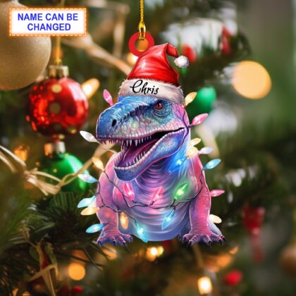 Custom Name Dinosaur Light Christmas Personalized Ornament