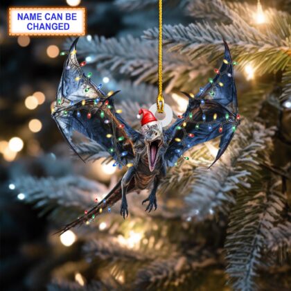 Custom Name Dinosaur Christmas Hat Personalized Ornament