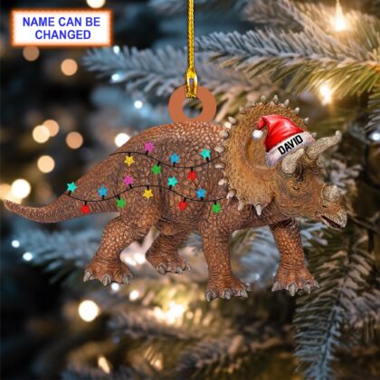 Custom Name Triceratops Dinosaur Personalized Ornament – Christmas Tree Hanging Decor