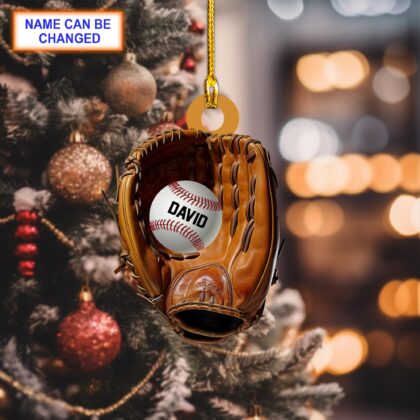 Custom Name Baseball Gloves Personalized Ornament – Christmas Tree Hanging Decor