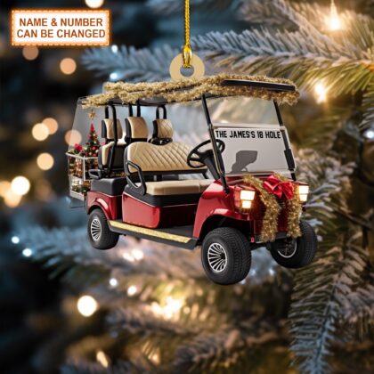 Custom Name And Number Golf Cart Personalized Christmas Ornament