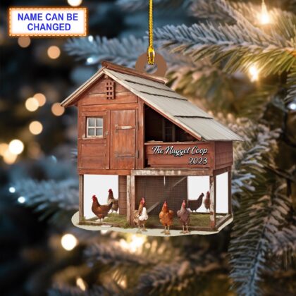 Custom Name Farmhouse Chicken Personalized Ornament – Christmas Tree Hanging Decor