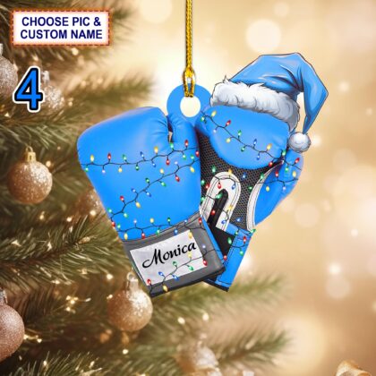 Custom Name Boxing Gloves 1 Personalized Ornament – Christmas Tree Hanging Decor - Image 4