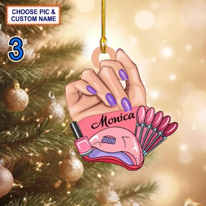Custom Name Nail Technician Manicurist Christmas Ornament - Image 3