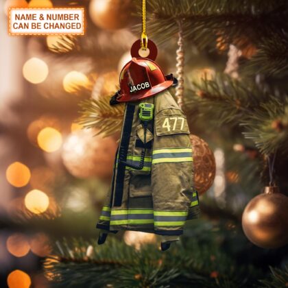 Custom Name And Number Firefighter Armor Personalized Ornament
