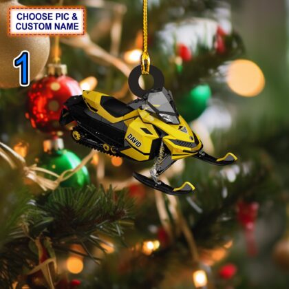 Custom Name Snowmobile Motorcycle Christmas Ornament – Christmas Tree Hanging Decor