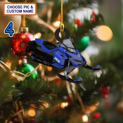 Custom Name Snowmobile Motorcycle Christmas Ornament – Christmas Tree Hanging Decor - Image 4
