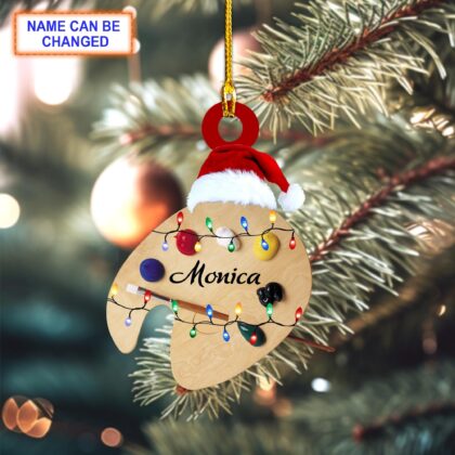 Custom Name Paint Palette Personalized Ornament – Christmas Tree Hanging Decor