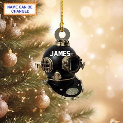 Custom Name Scuba Diving Helmet Ornament – Christmas Tree Decor
