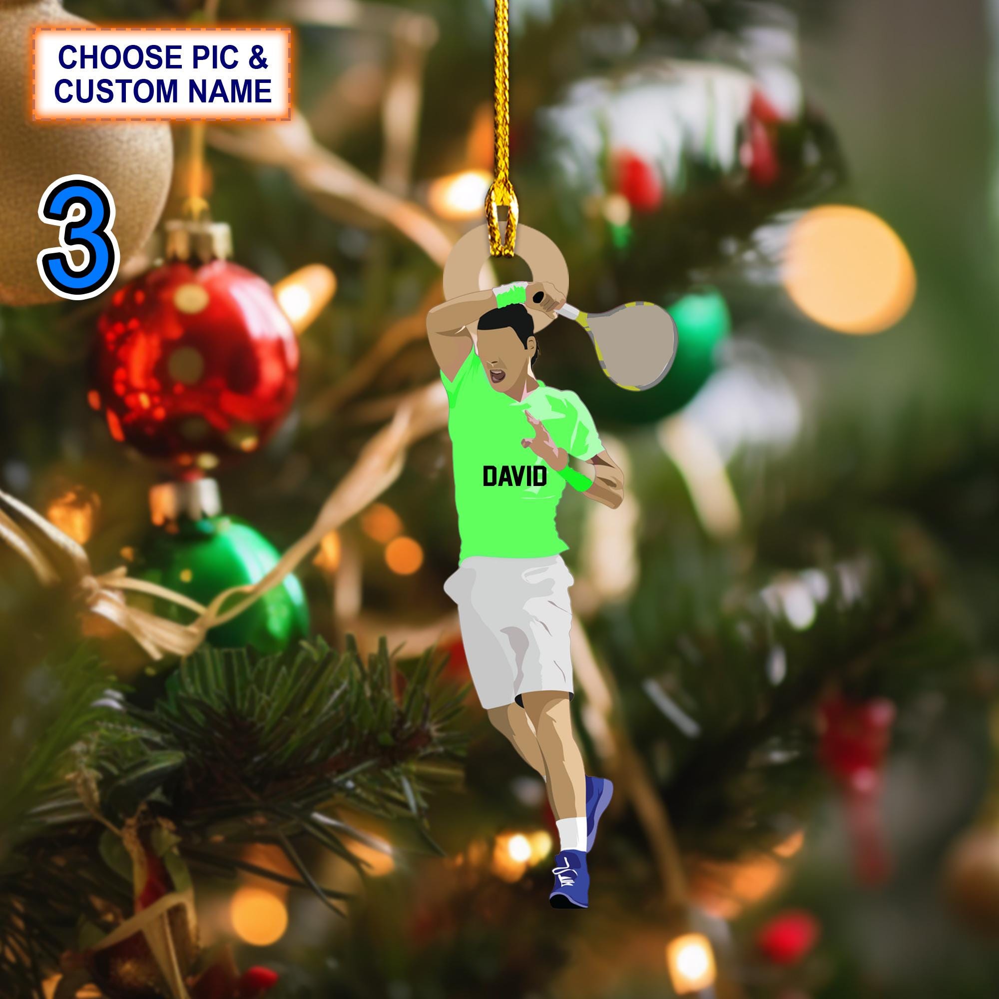 Custom Name Tennis Player Christmas Ornament – Christmas Tree Hanging Decor - Image 3