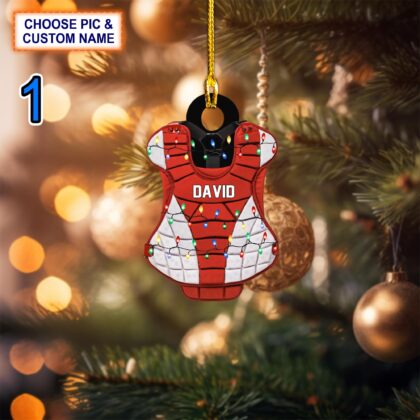 Custom Name Baseball Catcher Christmas Ornament – Christmas Tree Hanging Decor
