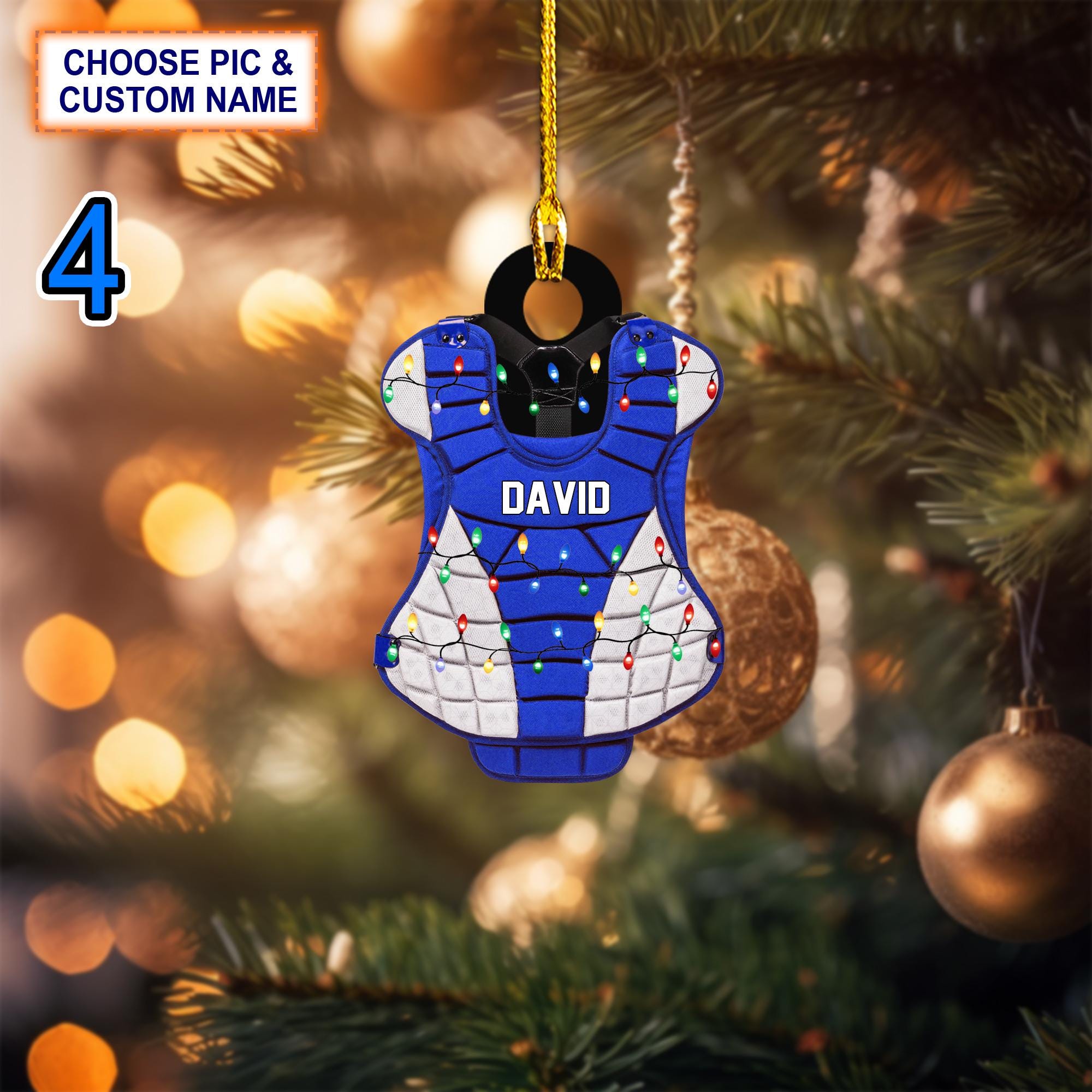 Custom Name Baseball Catcher Christmas Ornament – Christmas Tree Hanging Decor - Image 4