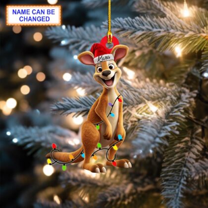 Custom Name Cute Kangaroo Smile Personalized Ornament – Christmas Tree Hanging Decor
