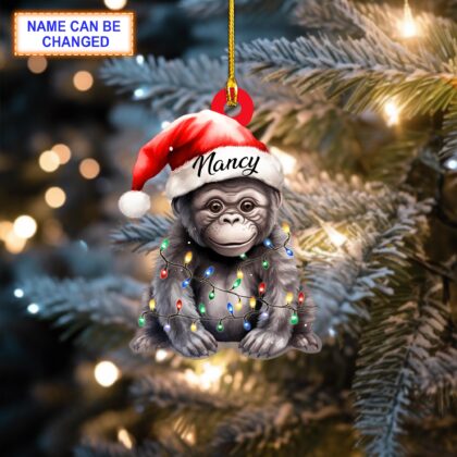 Custom Name Cute Gorilla Smile Personalized Ornament – Christmas Tree Hanging Decor