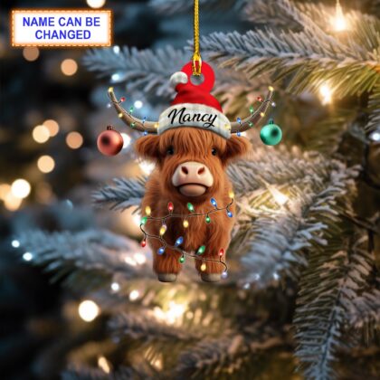 Custom Name Cute Bison Personalized Ornament – Christmas Tree Hanging Decor