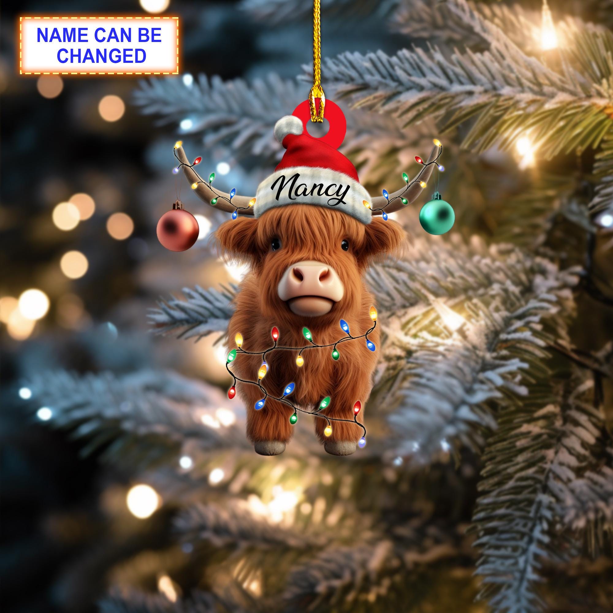 Custom Name Cute Bison Personalized Ornament – Christmas Tree Hanging Decor