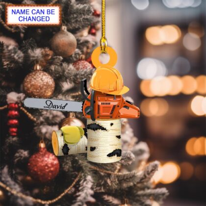 Custom Name Chainsaw and Helmet Christmas Ornament – Christmas Tree Hanging Decor