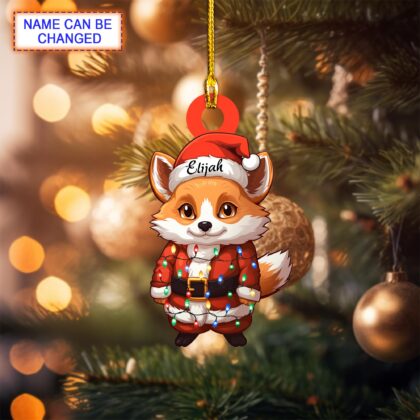 Custom Name Cute Fox Xmas Personalized Ornament – Christmas Tree Hanging Decor