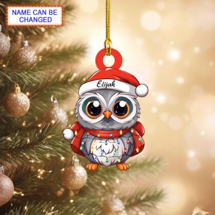 Custom Name Cute Owl Xmas Personalized Ornament – Christmas Tree Hanging Decor