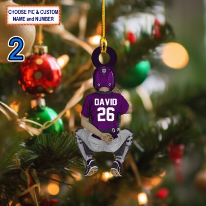 Alternative view of Custom Name And Number Softball Christmas Ornament – Christmas Tree Hanging Decor