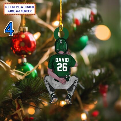 Custom Name And Number Softball Christmas Ornament – Christmas Tree Hanging Decor - Image 4