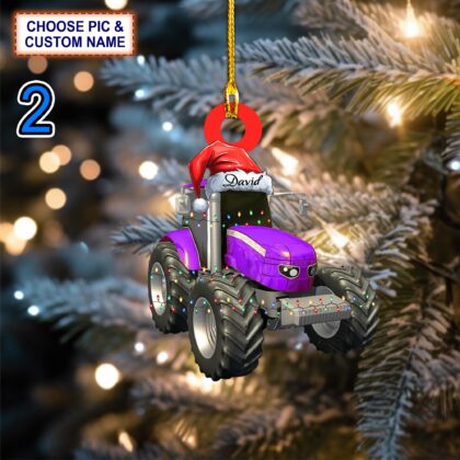 Custom Name Tractor V2 Custom Christmas Tree Hanging Decor - Image 2