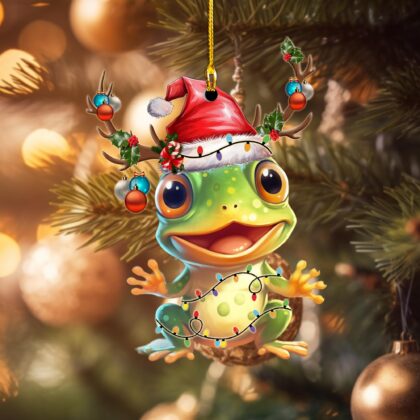 Frog With Christmas Hat Christmas Ornament – Christmas Tree Hanging Decor