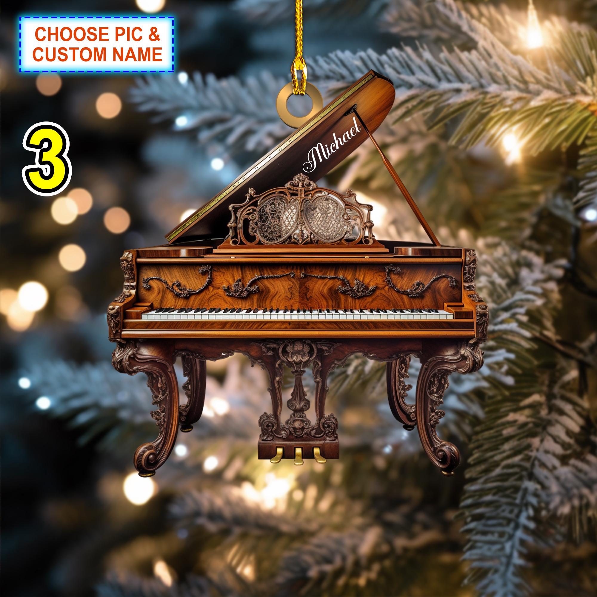 Custom Name Piano Christmas Ornament – Christmas Tree Hanging Decor - Image 3