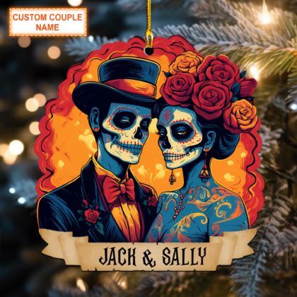 Custom Name Skull Couple Christmas Ornament – Christmas Tree Hanging Decor