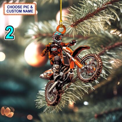 Custom Name Motocross Christmas Ornament – Christmas Tree Hanging Decor - Image 2