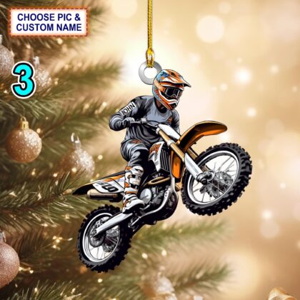 Custom Name Motocross Christmas Ornament – Christmas Tree Hanging Decor - Image 3