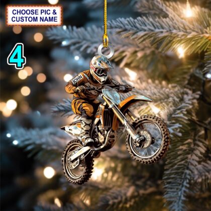 Custom Name Motocross Christmas Ornament – Christmas Tree Hanging Decor - Image 4
