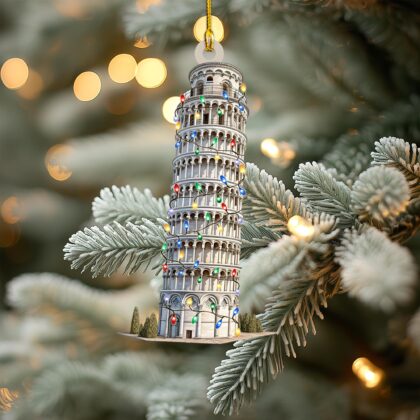 Tower of Pisa Personalized Ornament – Tree Hanging Decor Christmas Ornament Flat 2D Ornament Acrylic / Wooden