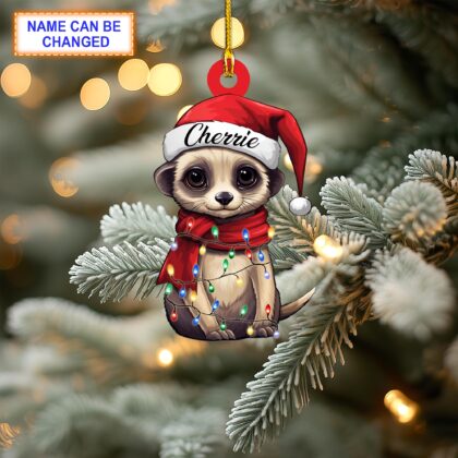Custom Name Cute Meerkat Personalized Ornament – Christmas Tree Hanging Decor