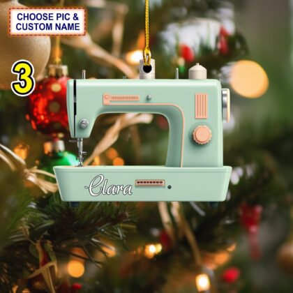 Custom Name Sewing Machine Christmas Ornament – Christmas Tree Hanging Decor - Image 3