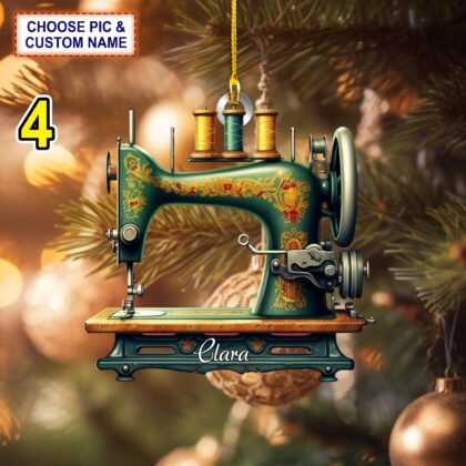 Custom Name Sewing Machine Christmas Ornament – Christmas Tree Hanging Decor - Image 4