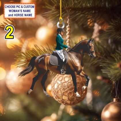 Alternative view of Custom Name Equestrian Girl Ride A Horse Christmas Ornament