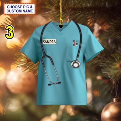 Custom Name Nurse Christmas Ornament – Christmas Tree Hanging Decor - Image 3