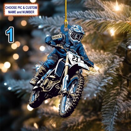 Custom Name Motocross Dirt Bike Christmas Ornament – Christmas Tree Hanging Decor