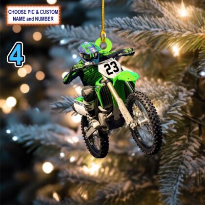 Custom Name Motocross Dirt Bike Christmas Ornament – Christmas Tree Hanging Decor - Image 4