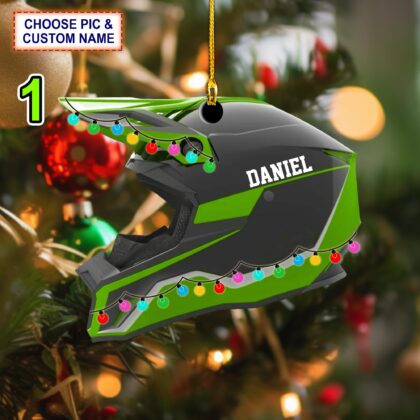 Custom Name Snowmobile Helmet Christmas Ornament – Christmas Tree Hanging Decor