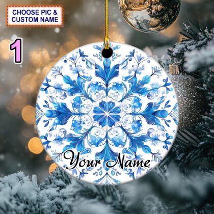 Custom Name Snowflake Christmas Ornament – Christmas Tree Hanging Decor