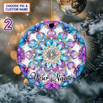 Alternative view of Custom Name Snowflake Christmas Ornament – Christmas Tree Hanging Decor