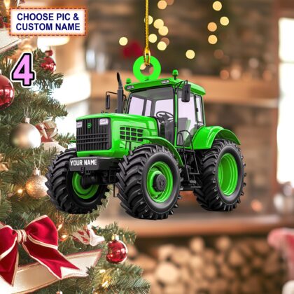 Custom Name Tractor Christmas Personalized Ornament – Christmas Tree Hanging Decor - Image 4
