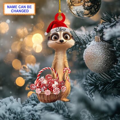 Custom Name Meerkat Smile Christmas Candy Personalized Ornament
