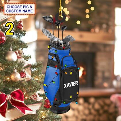Custom Name Golf Backpacks Christmas Personalized Ornament - Image 2